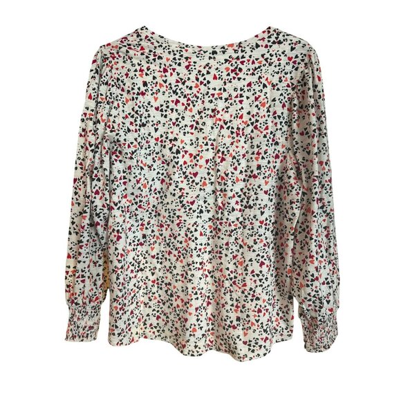 Chicos Knit V-Neck Top Red Black Heart Print Long Sleeves Size XL 3 NWT - Picture 4 of 7